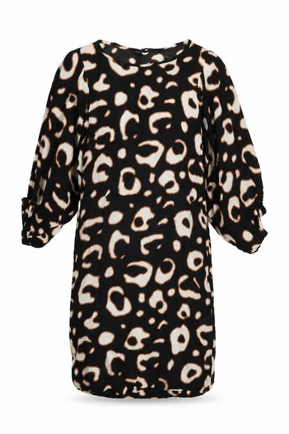 Great Plains London Womens Black Geometric Viscose Shift Size S Round Neck Pullover