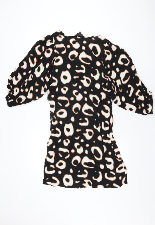 Great Plains London Womens Black Geometric Viscose Shift Size S Round Neck Pullover