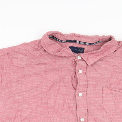 Lincoln Mens Red Cotton Button-Up Size 3XL Collared Button