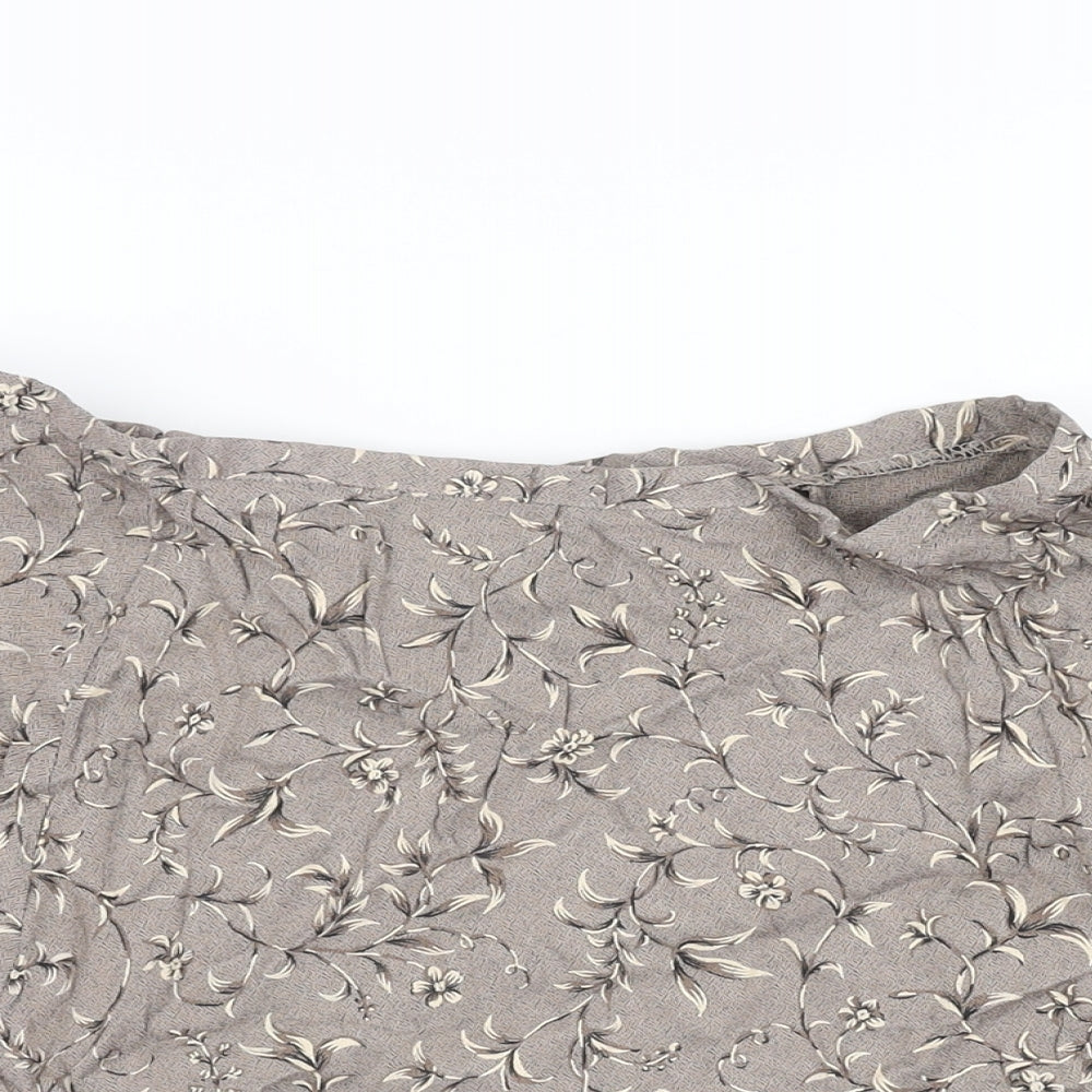 DIANA Womens Brown Floral Acetate Mini Skirt Size 14 Zip
