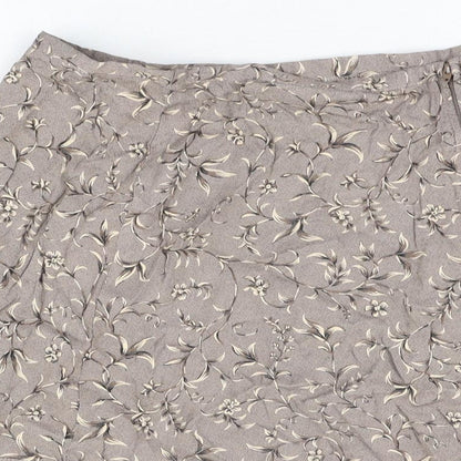 DIANA Womens Brown Floral Acetate Mini Skirt Size 14 Zip
