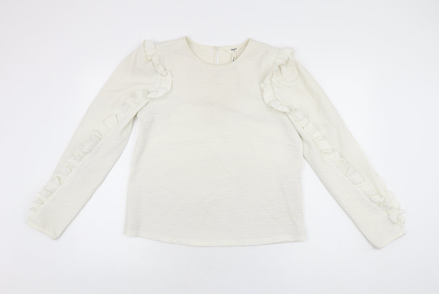 Womens UK Size M Object White Basic T-Shirt