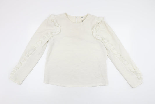 Womens UK Size M Object White Basic T-Shirt