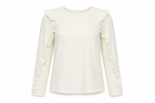 Front view of Object women’s white polyester basic t-shirt, size M, round neck