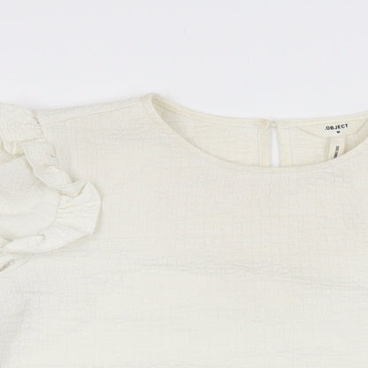 Womens UK Size M Object White Basic T-Shirt