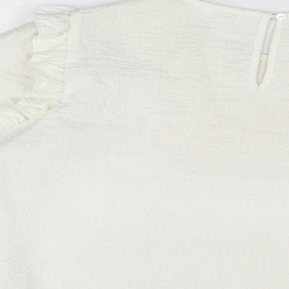 Womens UK Size M Object White Basic T-Shirt