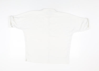 Joan Vass Womens White Polyester Basic Blouse Size S V-Neck