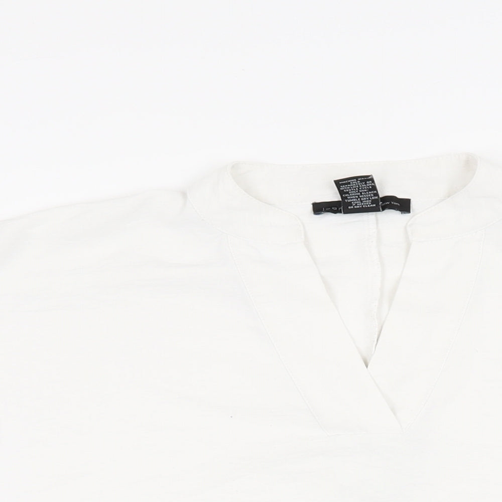 Joan Vass Womens White Polyester Basic Blouse Size S V-Neck
