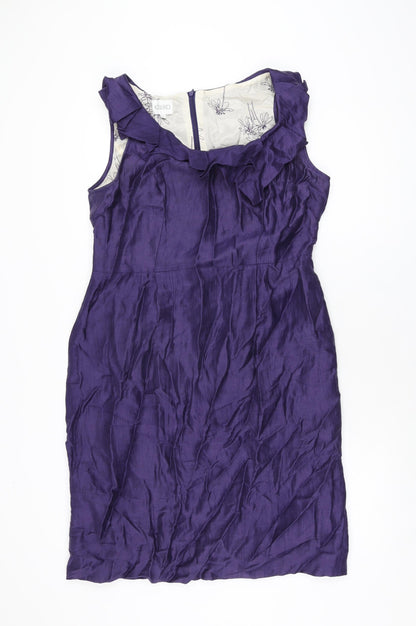 Kaliko Womens Purple Linen Bodycon Size 16 Scoop Neck Zip