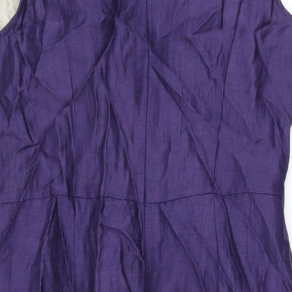 Kaliko Womens Purple Linen Bodycon Size 16 Scoop Neck Zip