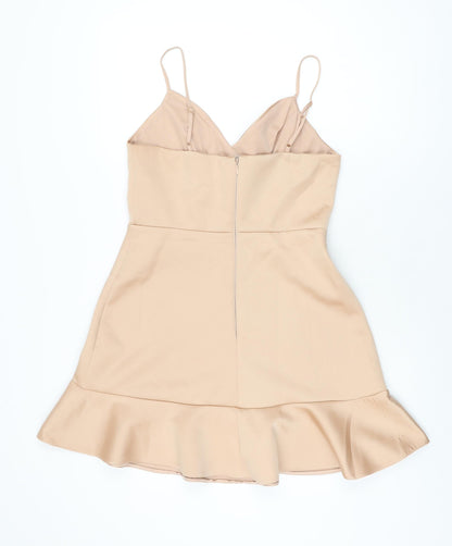 River Island Womens Pink Polyester Mini Size 12 V-Neck Zip