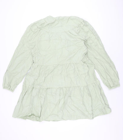 Marks and Spencer Womens Green Lyocell Shift Size 12 V-Neck Pullover