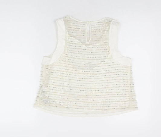 Marks and Spencer Womens White Polyester Basic T-Shirt Size 12 Round Neck