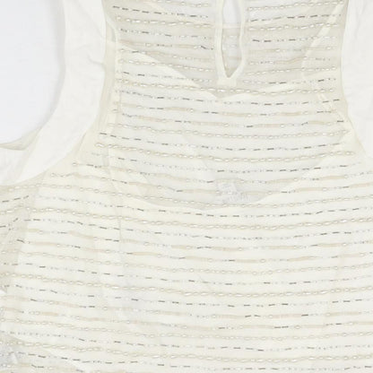 Marks and Spencer Womens White Polyester Basic T-Shirt Size 12 Round Neck