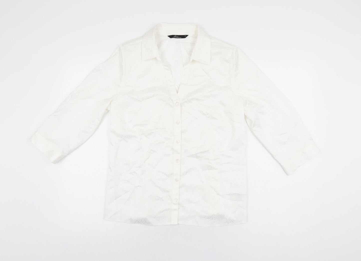 Womens UK Size 12 BM Collection White Basic Button-Up