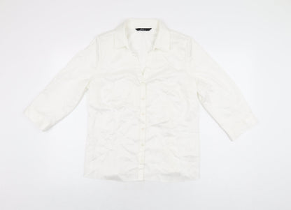 Womens UK Size 12 BM Collection White Basic Button-Up