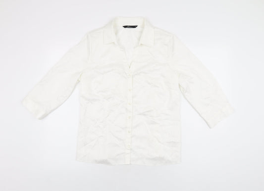 Womens UK Size 12 BM Collection White Basic Button-Up