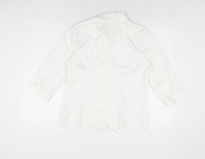 Womens UK Size 12 BM Collection White Basic Button-Up