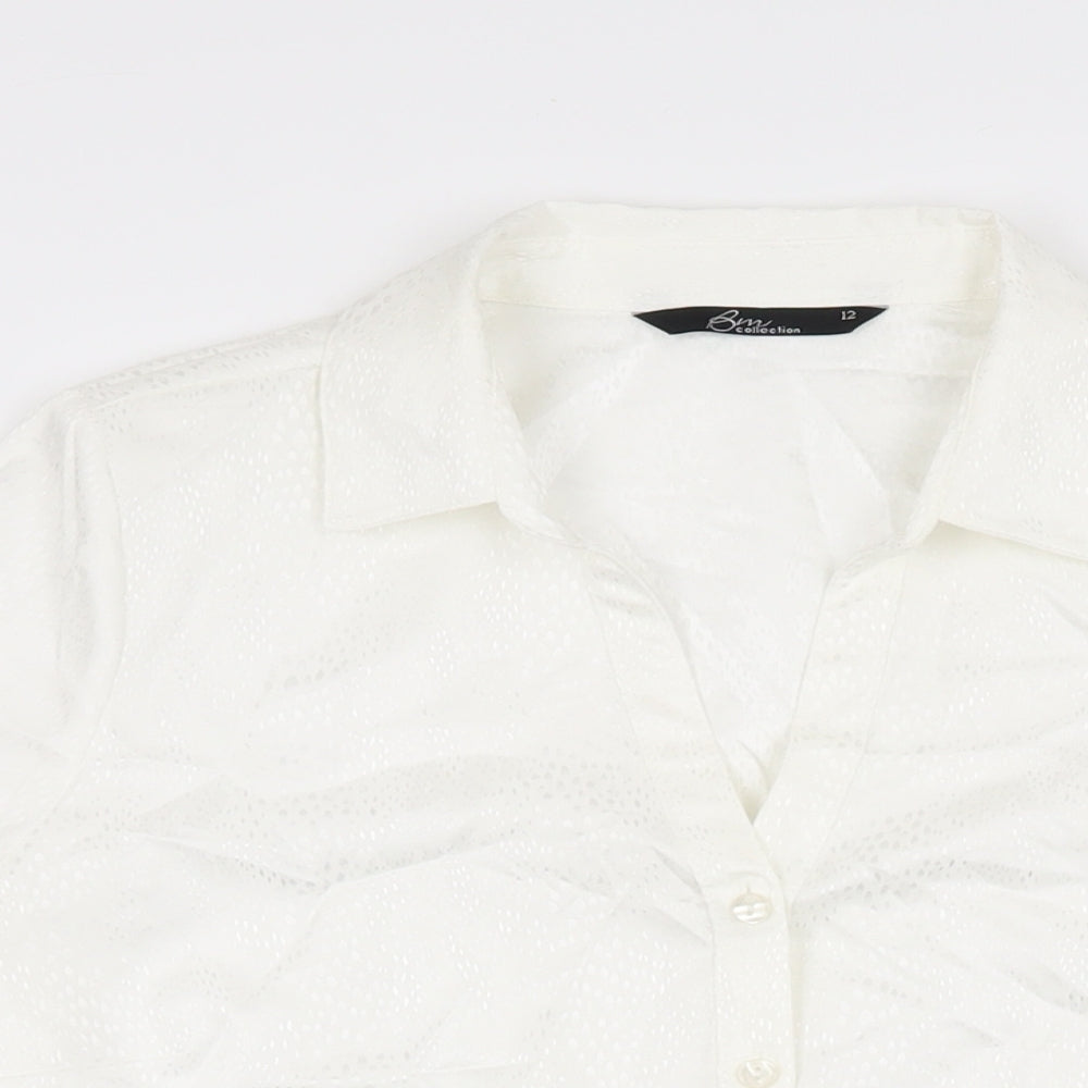 Womens UK Size 12 BM Collection White Basic Button-Up