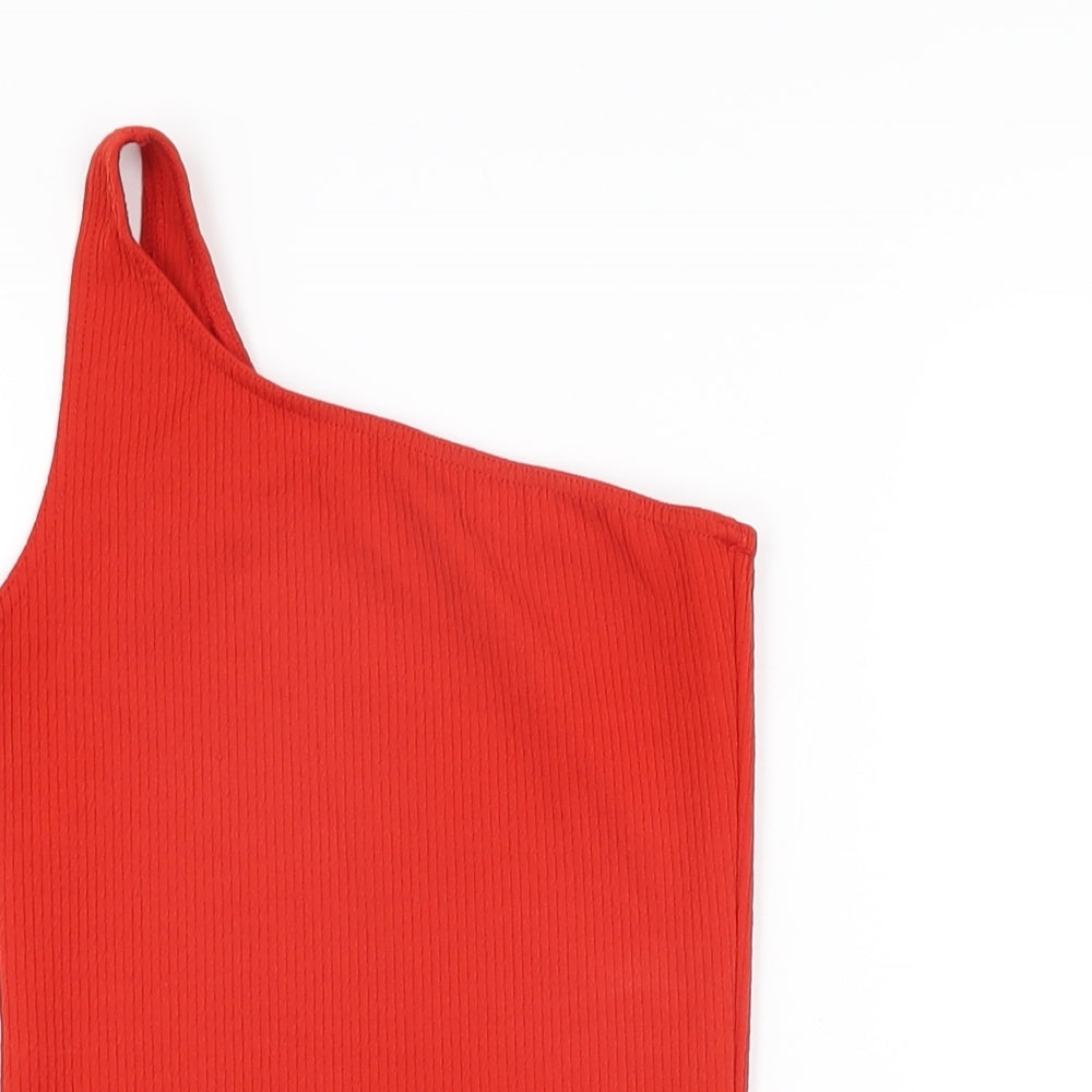 Miss Selfridge Womens Red Polyester Bodysuit One-Piece Size 6 Snap