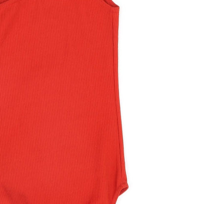 Miss Selfridge Womens Red Polyester Bodysuit One-Piece Size 6 Snap