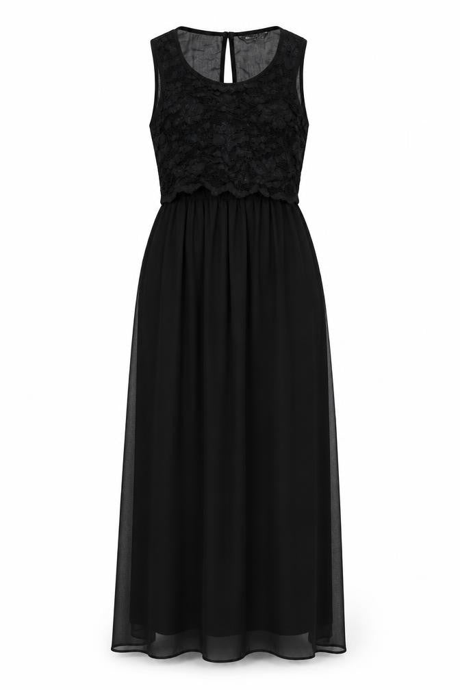 Miss Selfridge Womens Black Polyester Maxi Size 6 Round Neck Button