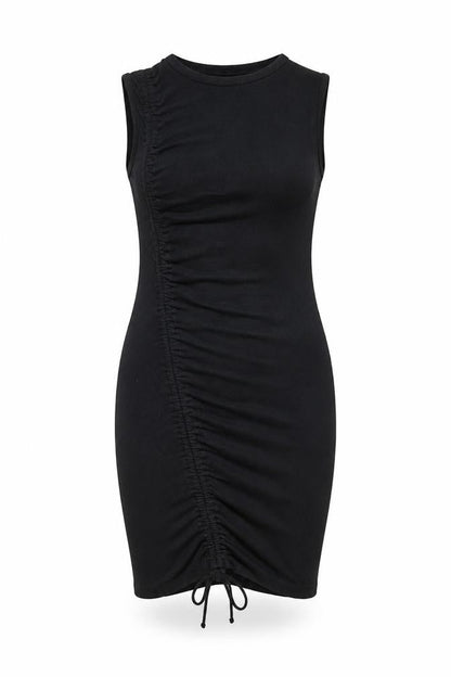 Boohoo Womens Black Cotton Bodycon Size 10 Round Neck Drawstring