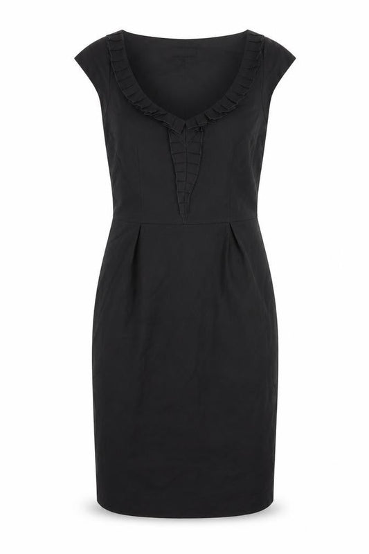 Fever Womens Black Polyester Bodycon Size 8 Scoop Neck Zip