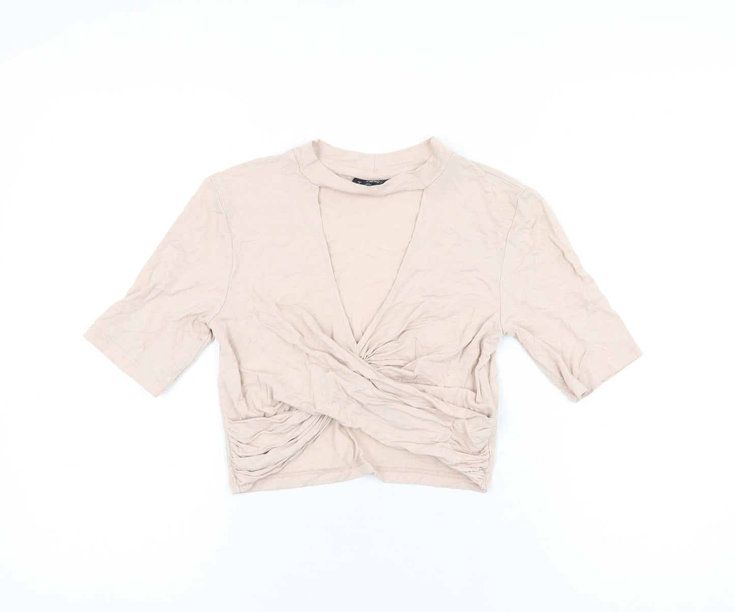 Womens UK Size 10 Topshop Pink Cropped T-Shirt