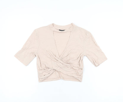 Womens UK Size 10 Topshop Pink Cropped T-Shirt