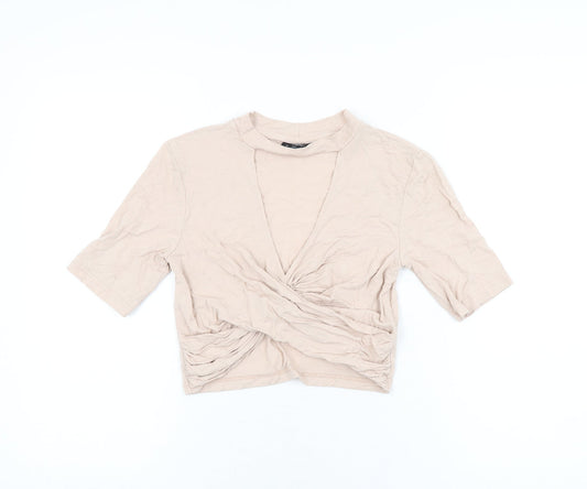 Womens UK Size 10 Topshop Pink Cropped T-Shirt
