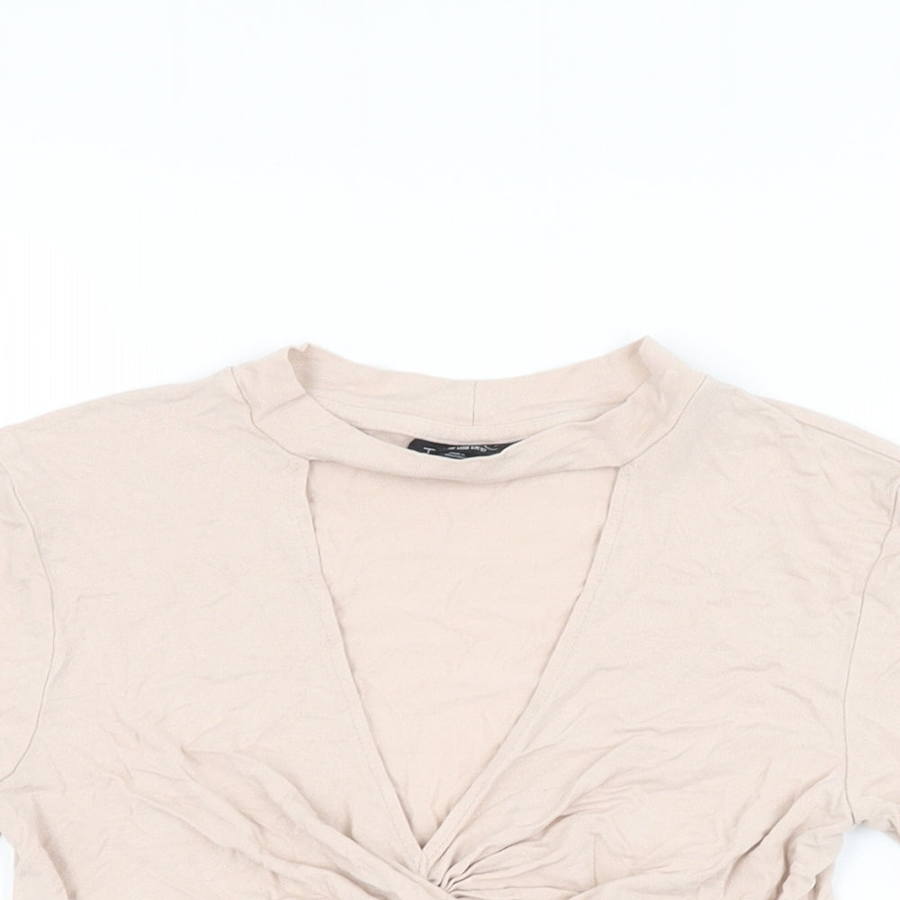 Womens UK Size 10 Topshop Pink Cropped T-Shirt