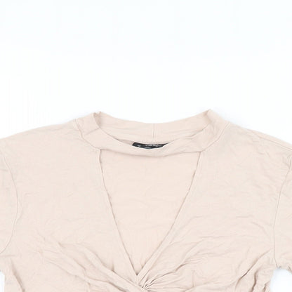 Womens UK Size 10 Topshop Pink Cropped T-Shirt