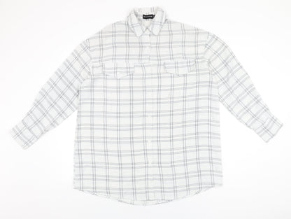 Womens UK Size 8 PRETTYLITTLETHING White Basic Button-Up