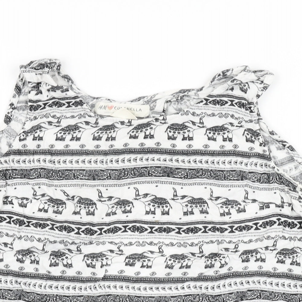 Womens UK Size 8 H&M White Cropped T-Shirt
