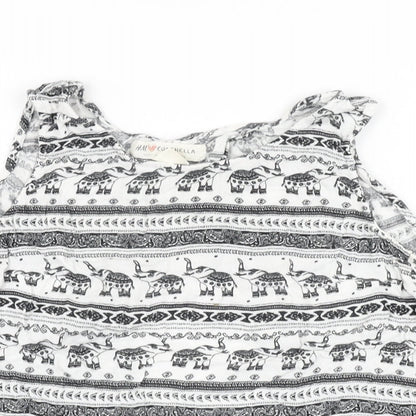 Womens UK Size 8 H&M White Cropped T-Shirt