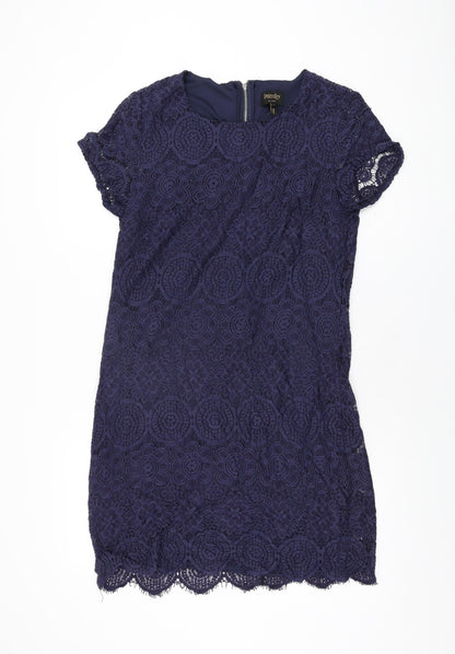 Laundry Womens Blue Floral Nylon Bodycon Size 10 Round Neck Zip