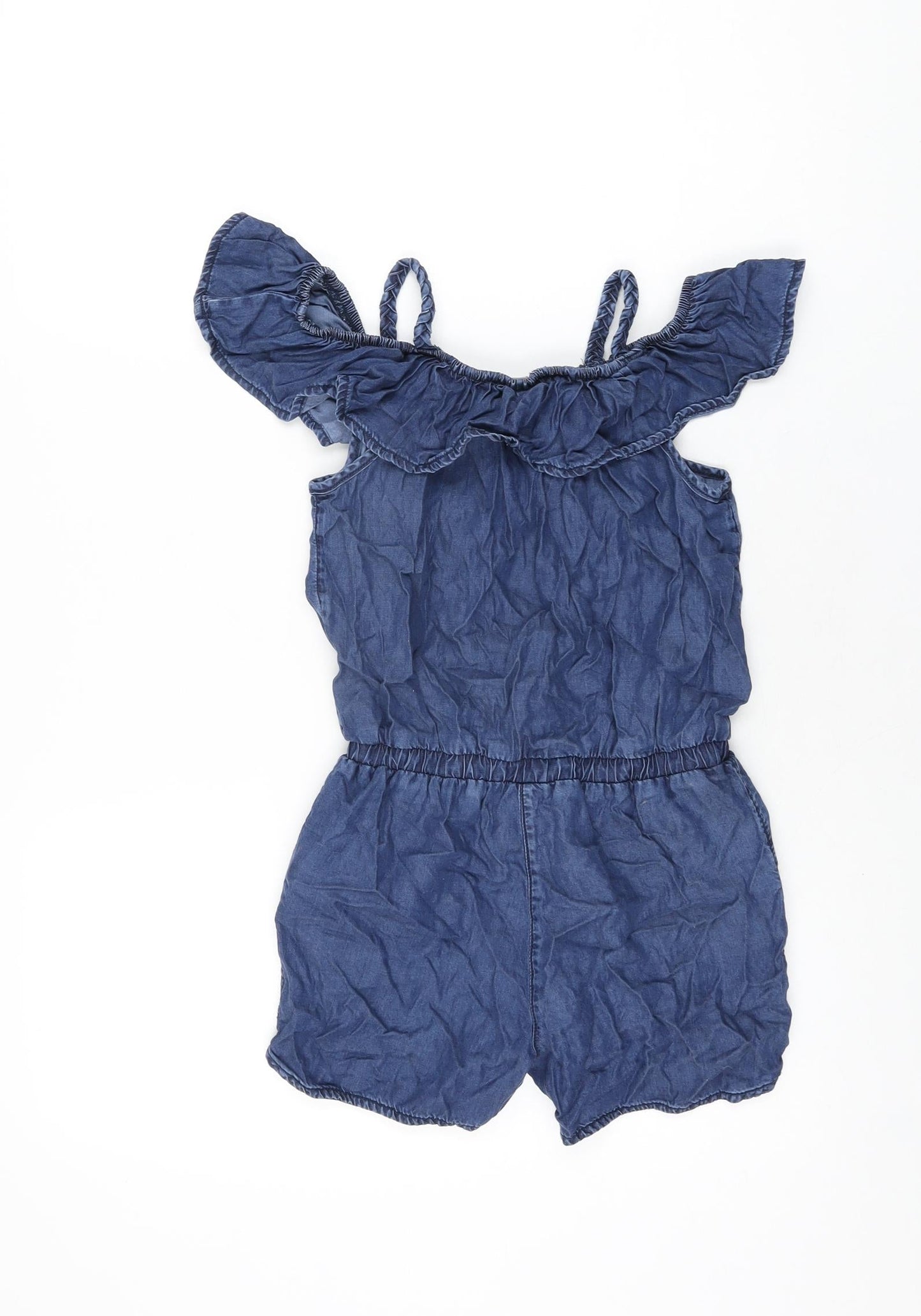NEXT Girls Blue Lyocell Playsuit One-Piece Size 9 Years Drawstring