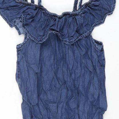 NEXT Girls Blue Lyocell Playsuit One-Piece Size 9 Years Drawstring