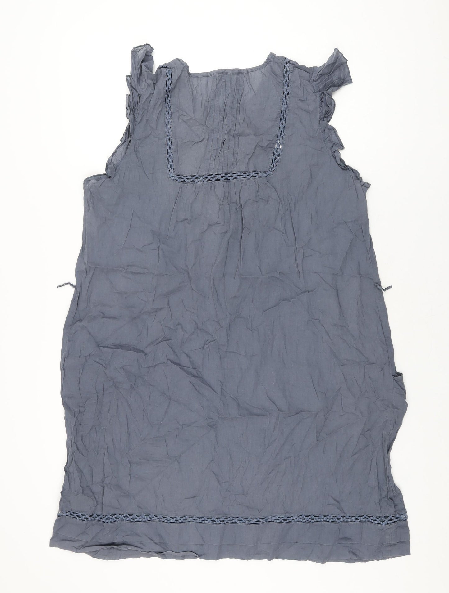 Marks and Spencer Womens Grey Cotton Shift Size 20 Round Neck Button