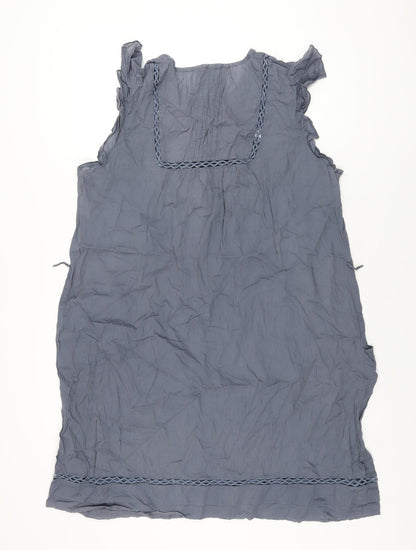 Marks and Spencer Womens Grey Cotton Shift Size 20 Round Neck Button