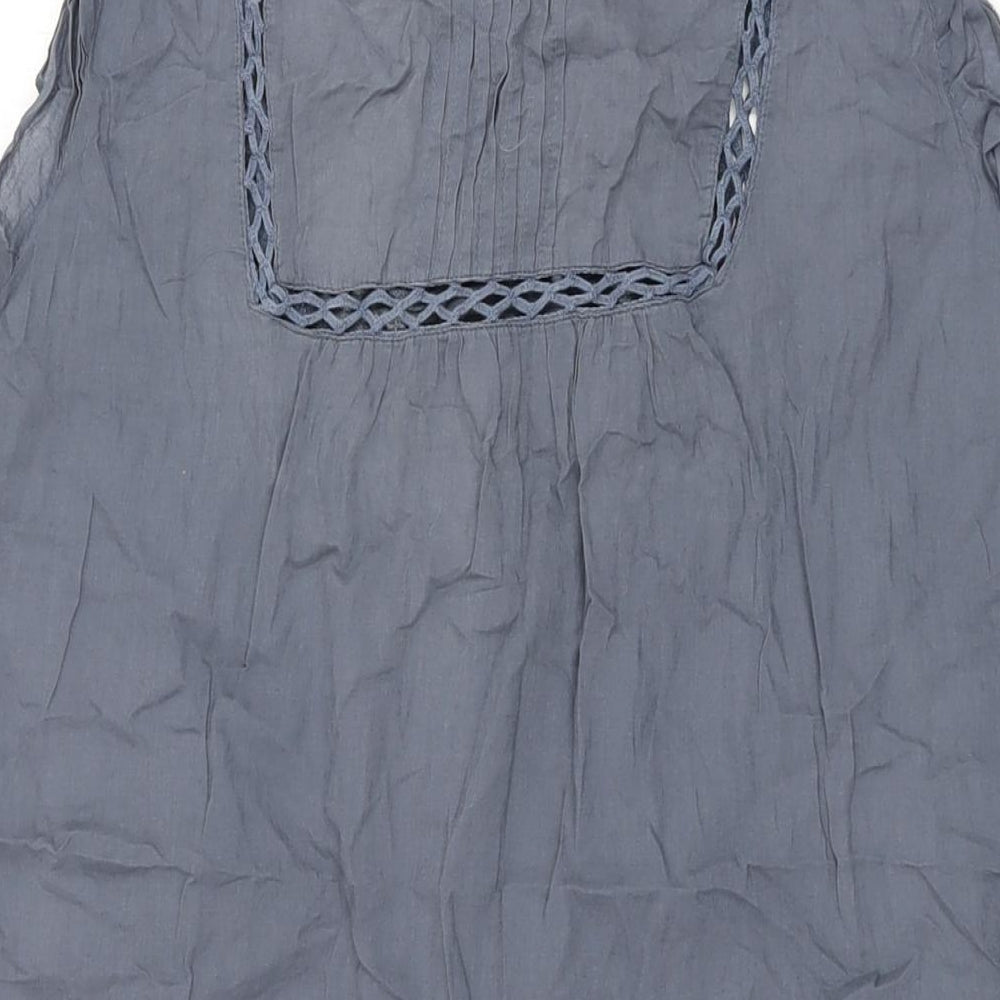 Marks and Spencer Womens Grey Cotton Shift Size 20 Round Neck Button