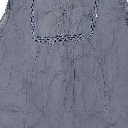 Marks and Spencer Womens Grey Cotton Shift Size 20 Round Neck Button