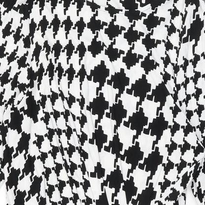 Marks and Spencer Womens White Geometric Polyester Bodycon Size 14 Round Neck Pullover