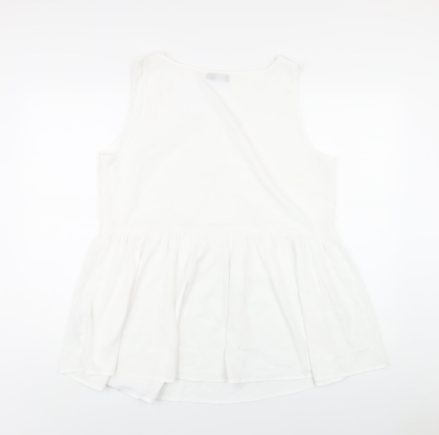 Boohoo Womens White Polyester Basic Tank Size 14 Round Neck