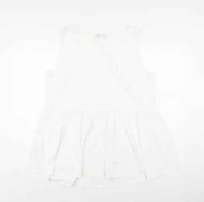 Boohoo Womens White Polyester Basic Tank Size 14 Round Neck