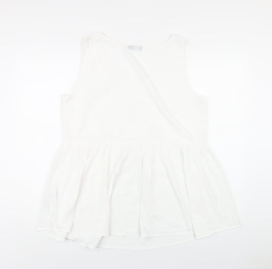 Boohoo Womens White Polyester Basic Tank Size 14 Round Neck