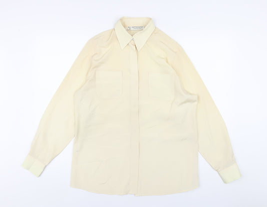 Womens UK Size 10 Artigiano Beige Basic Button-Up