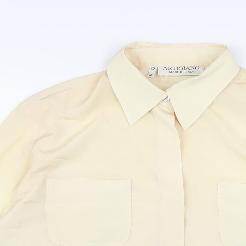 Womens UK Size 10 Artigiano Beige Basic Button-Up