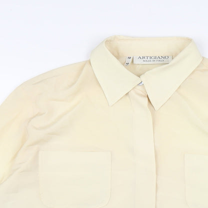 Womens UK Size 10 Artigiano Beige Basic Button-Up